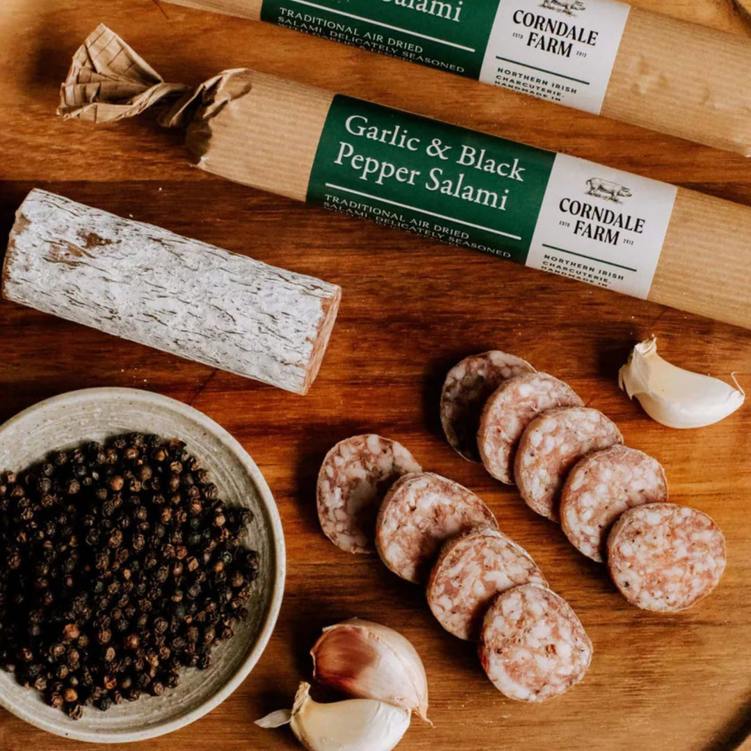 Corndale Farm Garlic & Black Pepper Salami 110g - Grape & Bean
