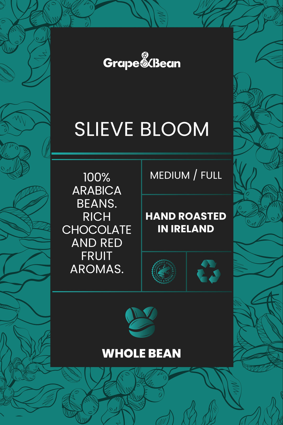 G&B Slieve Bloom Coffee Beans 227g (4/5 strength) - Grape & Bean