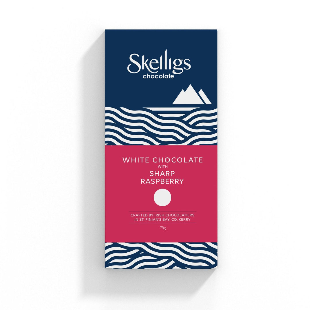 Skelligs White Chocolate & Raspberry Bar 75g - Grape & Bean