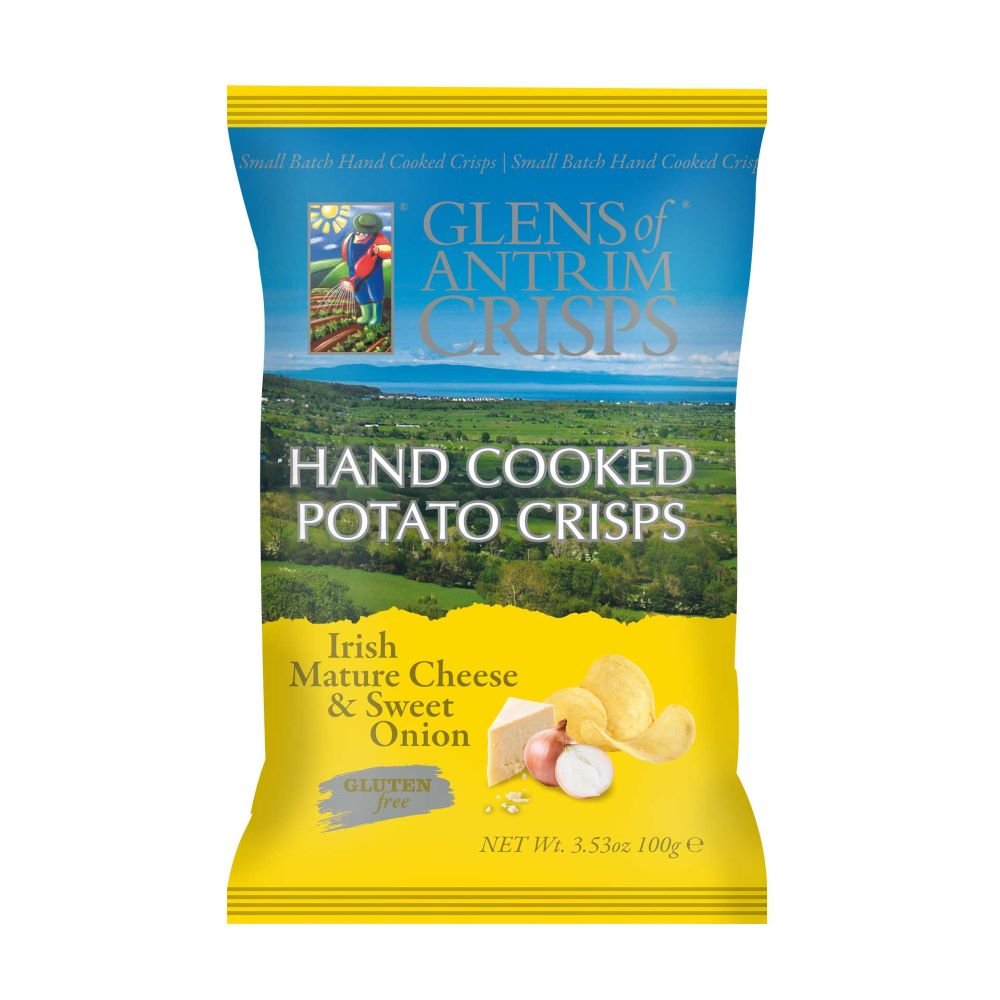 Glens of Antrim Irish Mature Cheese & Sweet Onion Crisps 100g - Grape & Bean