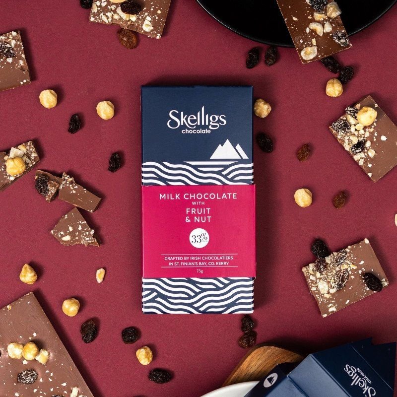 Skelligs Milk Chocolate Fruit & Nut Bar 75g - Grape & Bean