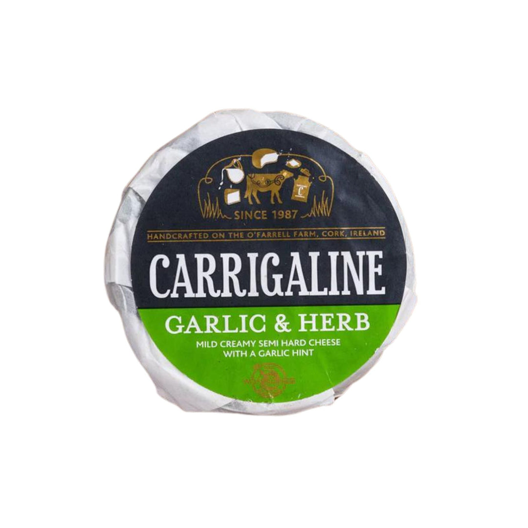 Carrigaline Garlic &amp; Herb cheese packaging on a white background