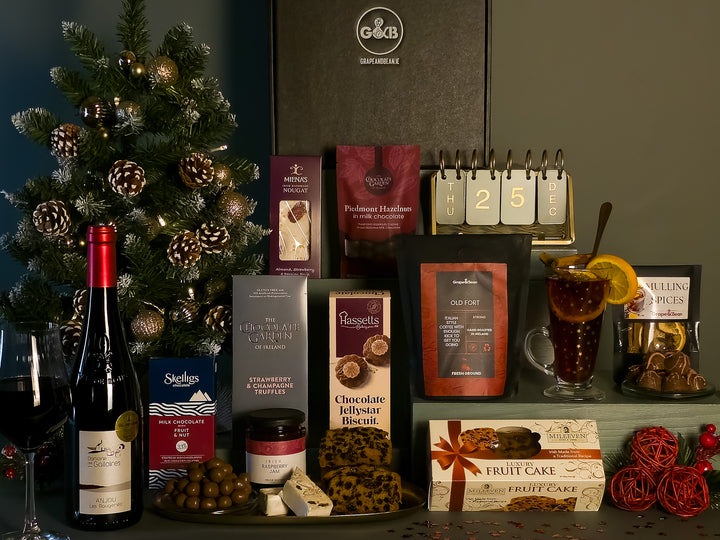 Luxury Irish Christmas Hamper with Red Wine