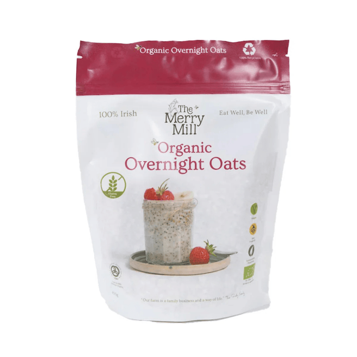 Bag of The Merry Mill Organic Overnight Oats on a white background