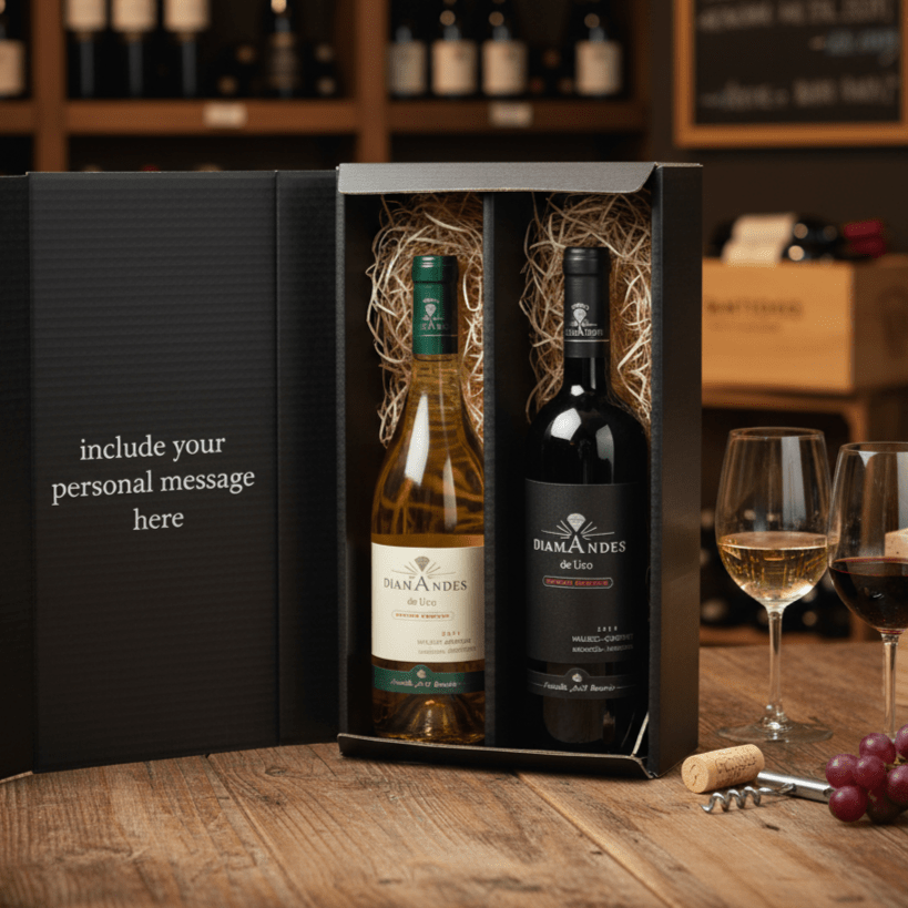 Argentinian Grande Reserve Malbec Cabernet Red & Chardonnay Wine Gift - 2 bottles - Grape & Bean