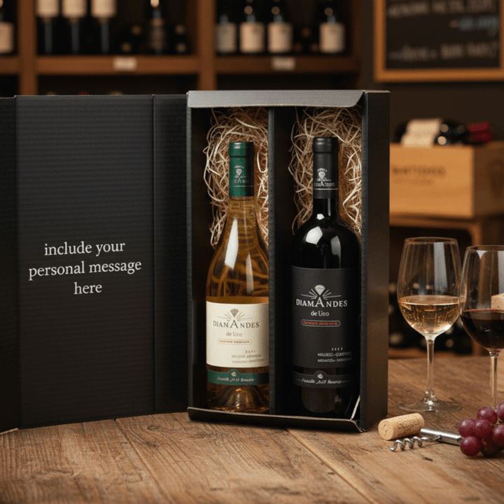 Argentinian Grande Reserve Malbec Cabernet Red & Chardonnay Wine Gift - 2 bottles - Grape & Bean