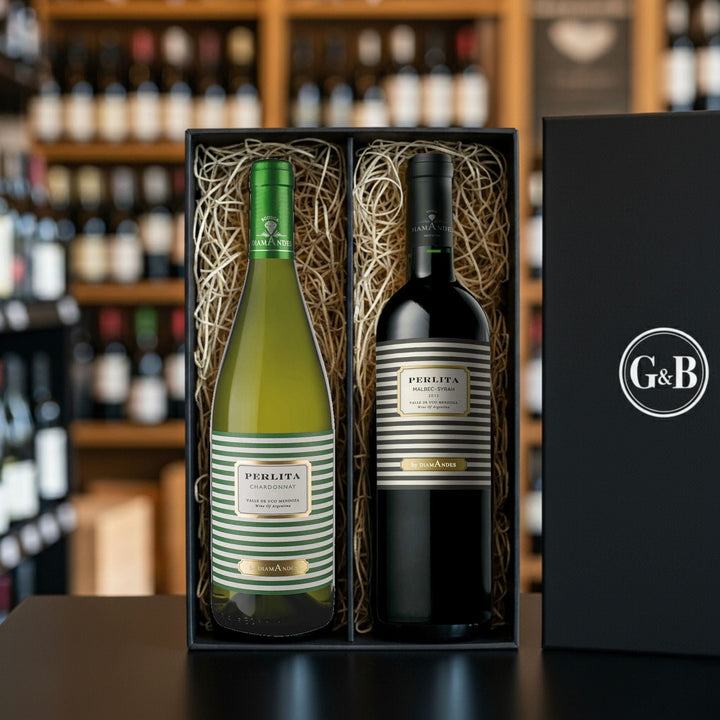 Argentinian Organic Malbec & Chardonnay Wine Gift - 2 bottles - Grape & Bean