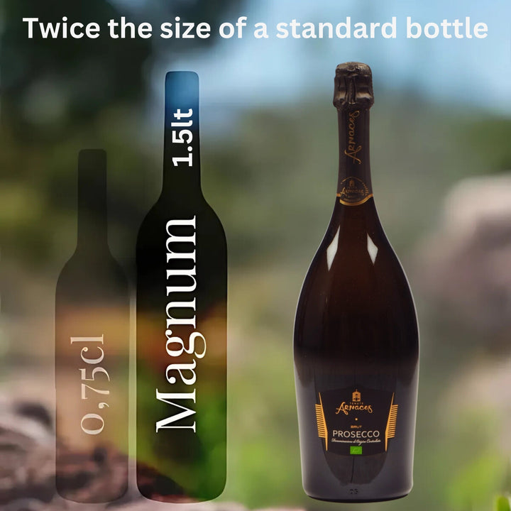 Arnaces Prosecco Brut DOC Organic Magnum 1.5lt, Italy - Grape & Bean