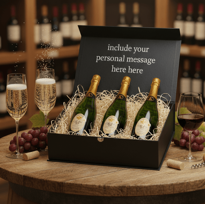 Champagne 3 Bottle Gift Box - Grape & Bean