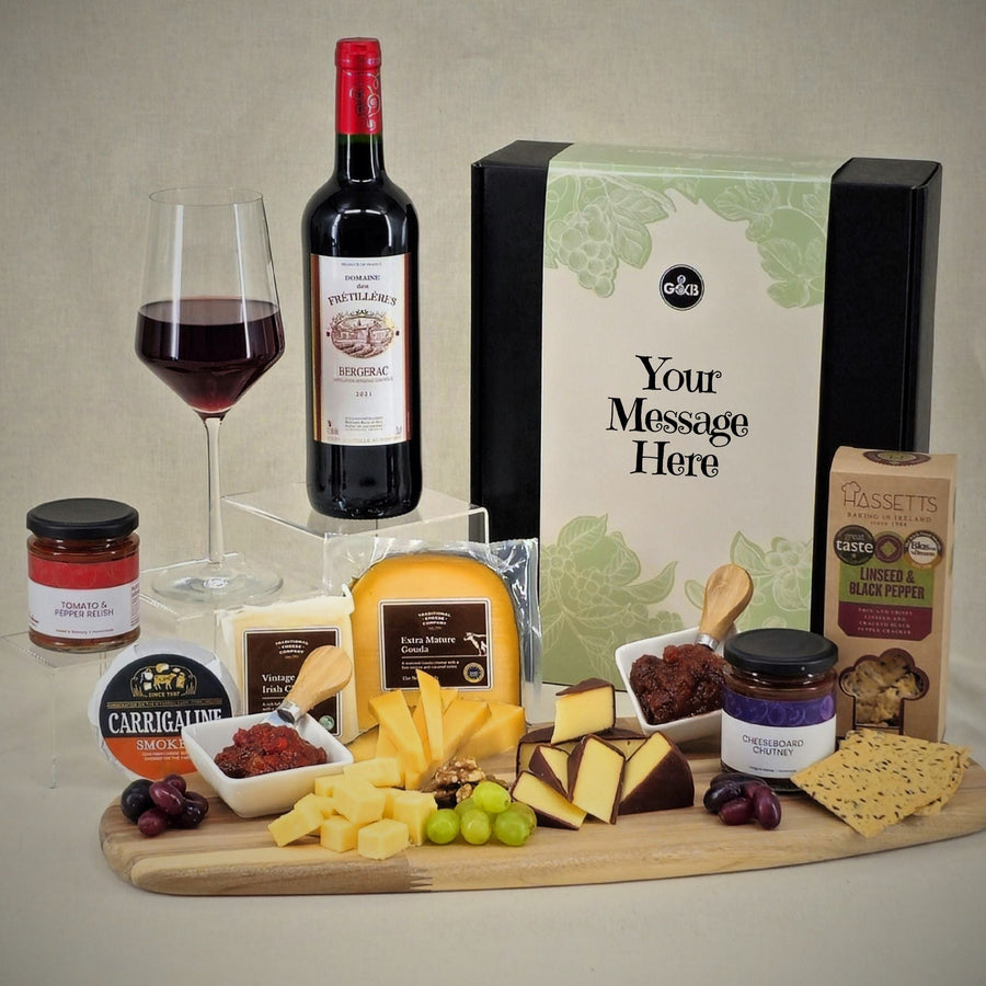 Cheese Board Gift Box, with your choice of drinks - Grape & Bean