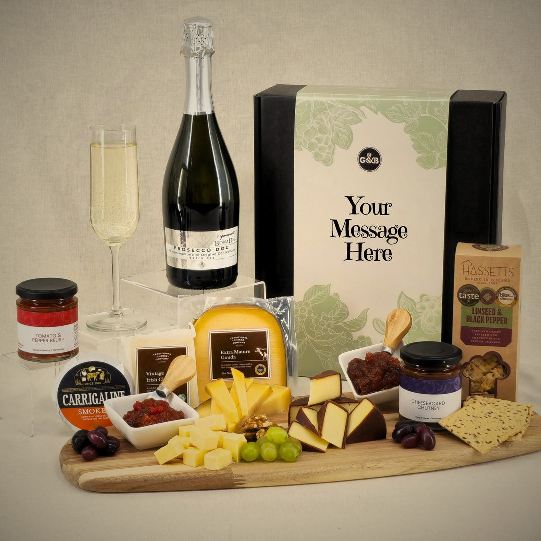 Cheese Board Gift Box, with your choice of drinks - Grape & Bean