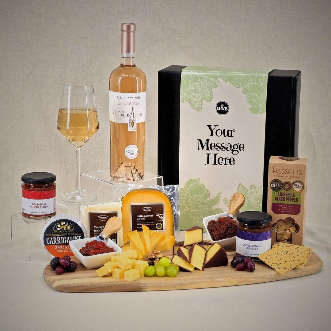 Cheese Board Gift Box, with your choice of drinks - Grape & Bean