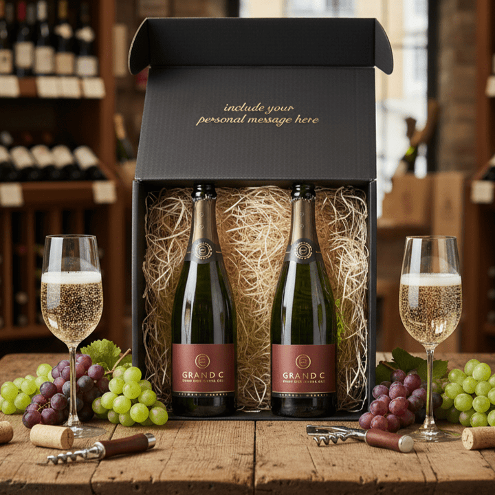 Cremant D'Alsace 2 Bottle Gift Box - Grape & Bean