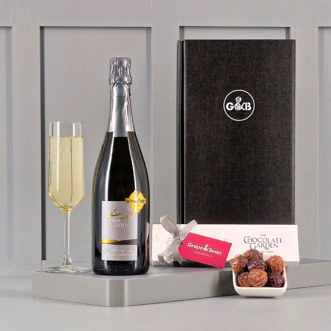 Crémant de Loire and Irish Chocolates in Gift Box - Grape & Bean