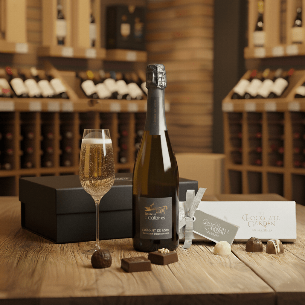 Crémant de Loire and Irish Chocolates in Gift Box - Grape & Bean