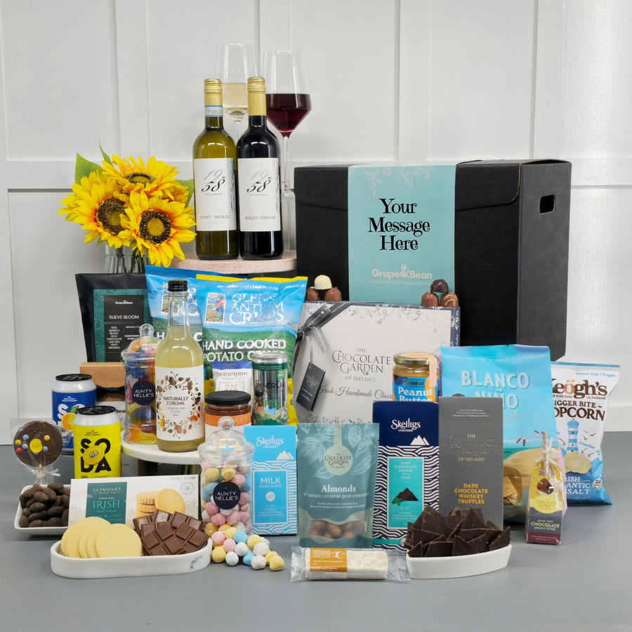 Deluxe Sweet Treats of Ireland Hamper - choose your beverage - Grape & Bean