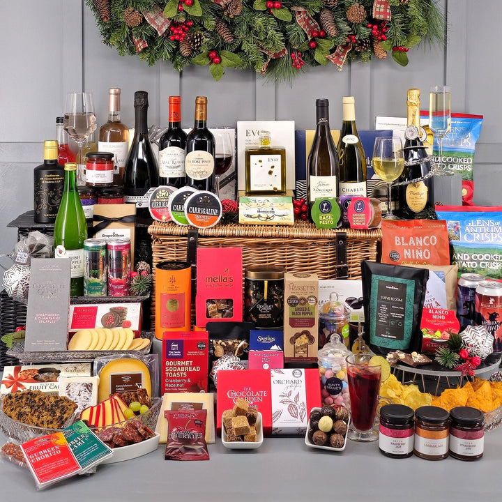 Double Christmas Basket of gourmet food, fine wine, champagne, prosecco and craft beer - Grape &amp; Bean