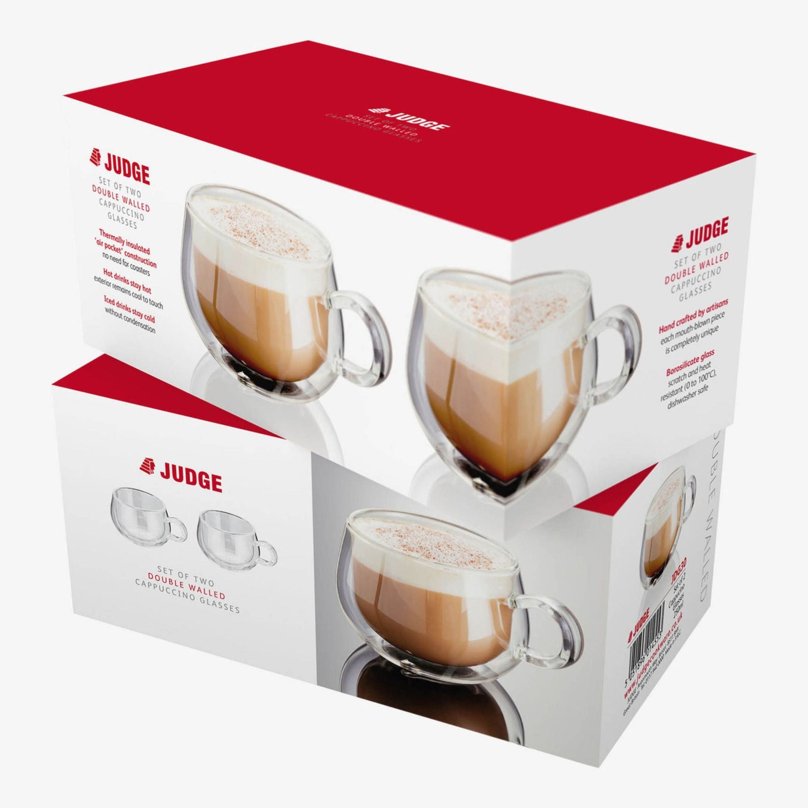 Double Walled, Glass 2 pce Cappucino Set - 225ml - Grape & Bean