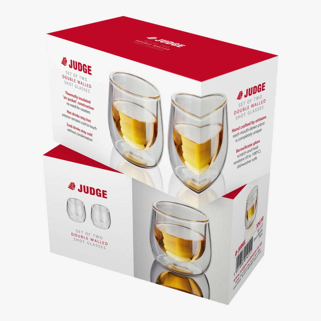 Double Walled, Glass 2 pce Espresso Set - 75ml - Grape & Bean