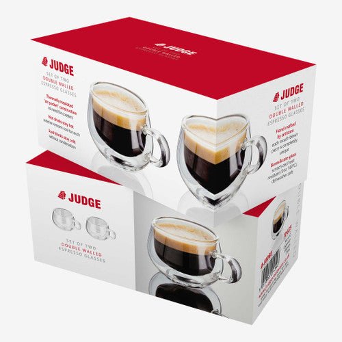 Double Walled, Glass 2 pce Espresso Set - 75ml - Grape & Bean