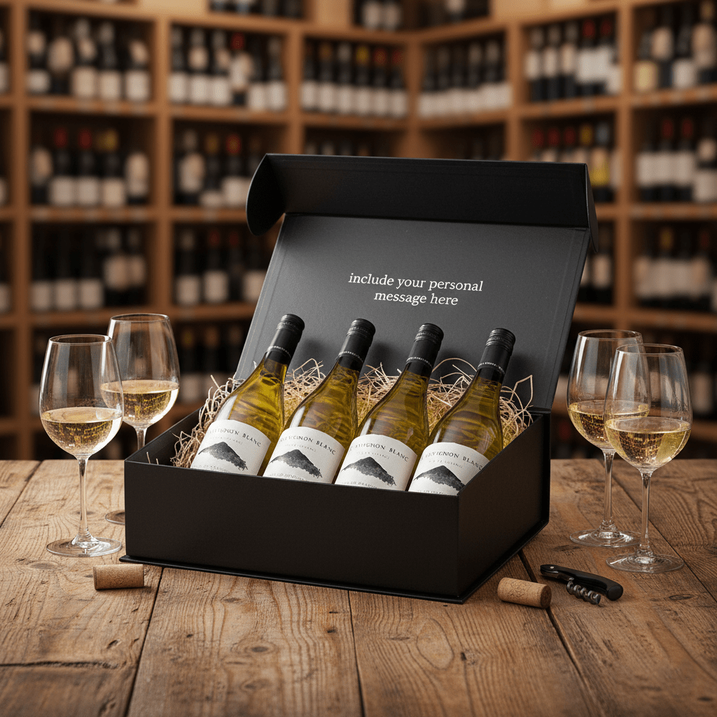 French Sauvignon Blanc 4 Bottle Gift Box - Grape & Bean