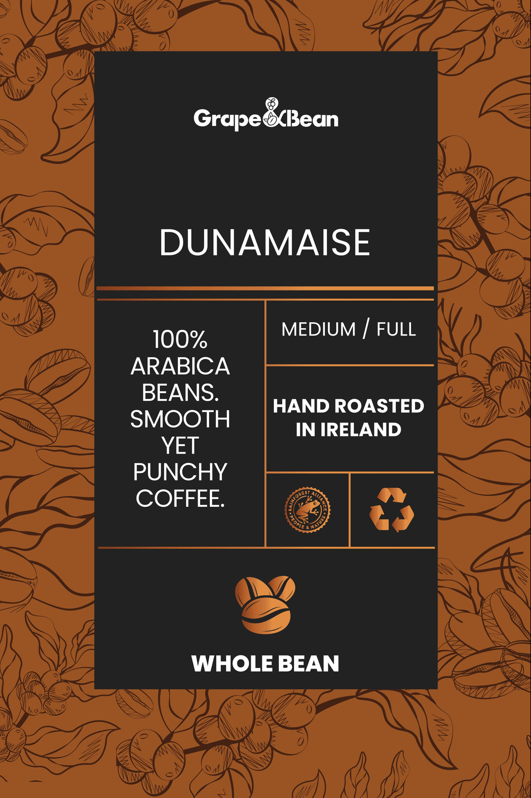 G&B Dunamaise Coffee Beans 1kg (4/5 strength) - Grape & Bean