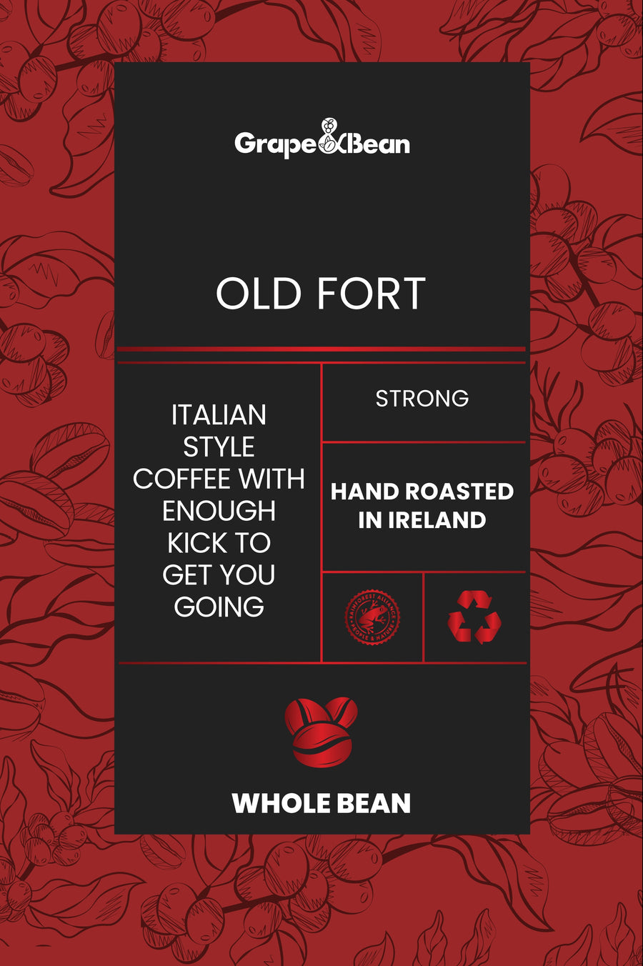 G&B Old Fort Coffee Beans 1kg (5/5 strength) - Grape & Bean