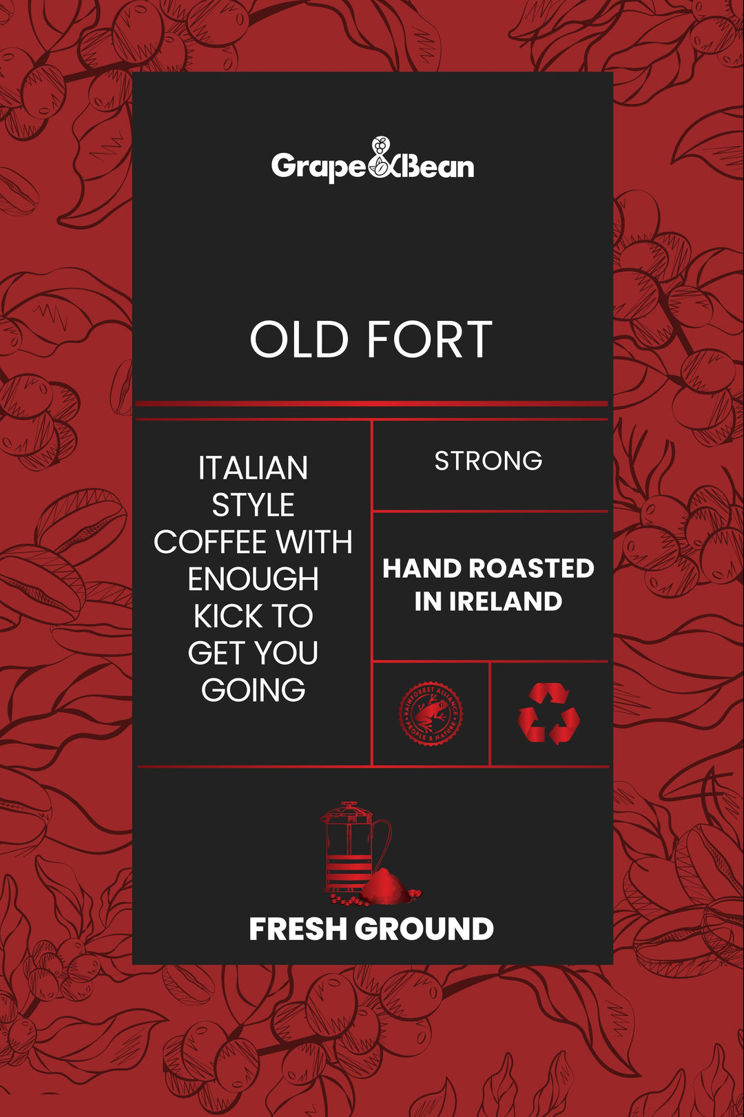 G&B Old Fort Fresh Ground Coffee 227g (5/5 strength) - Grape & Bean