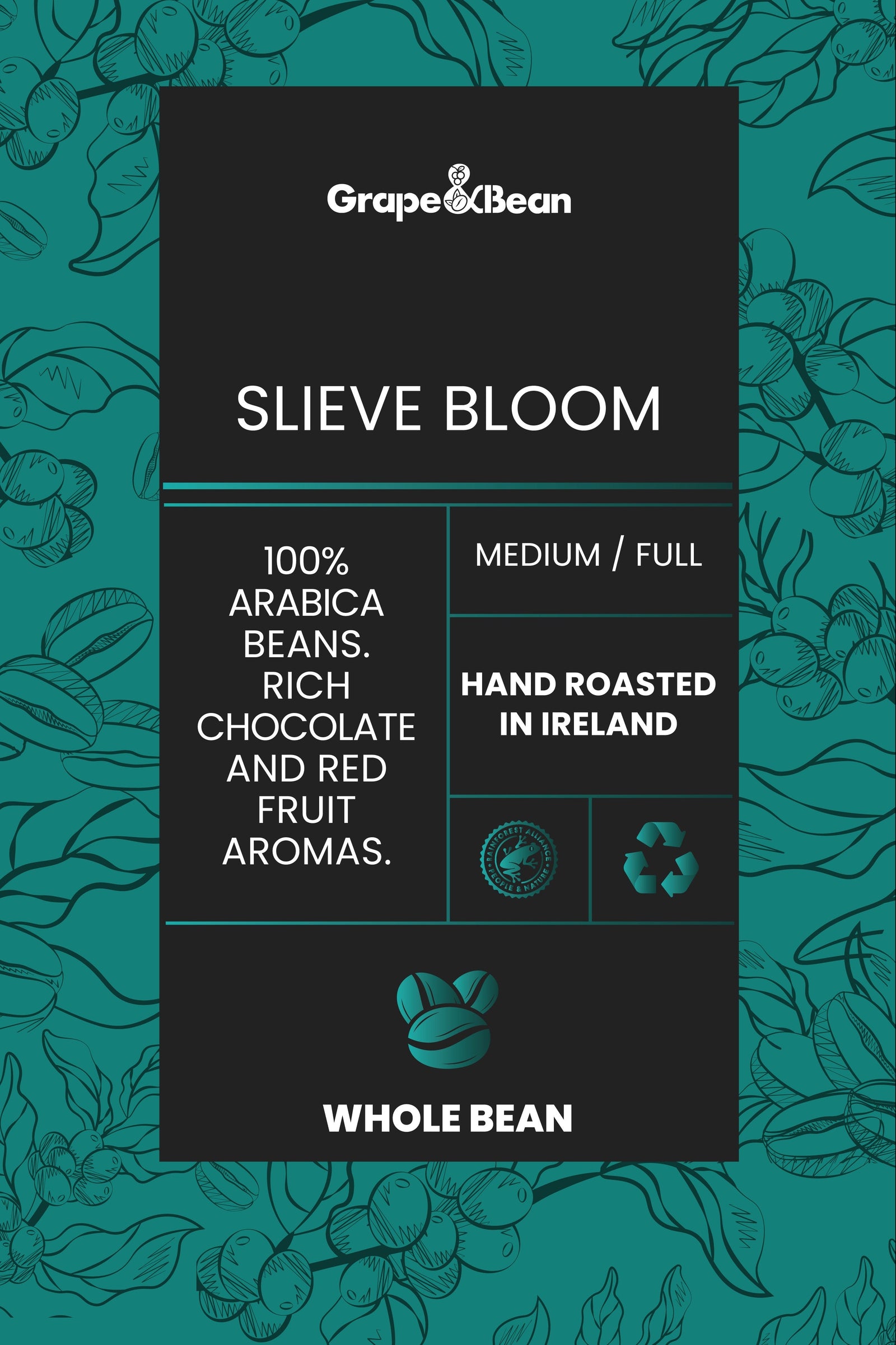 G&B Slieve Bloom Coffee Beans 227g (4/5 strength) - Grape & Bean