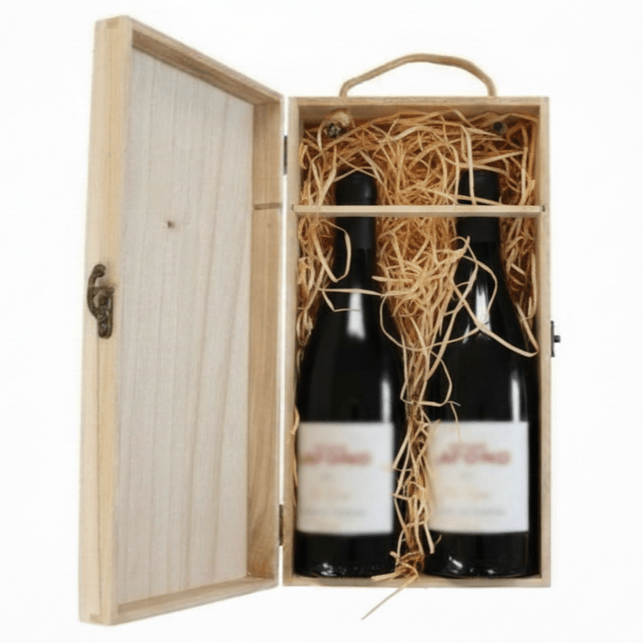 G&B Wooden Wine Gift Box - 2 bottles - Grape & Bean