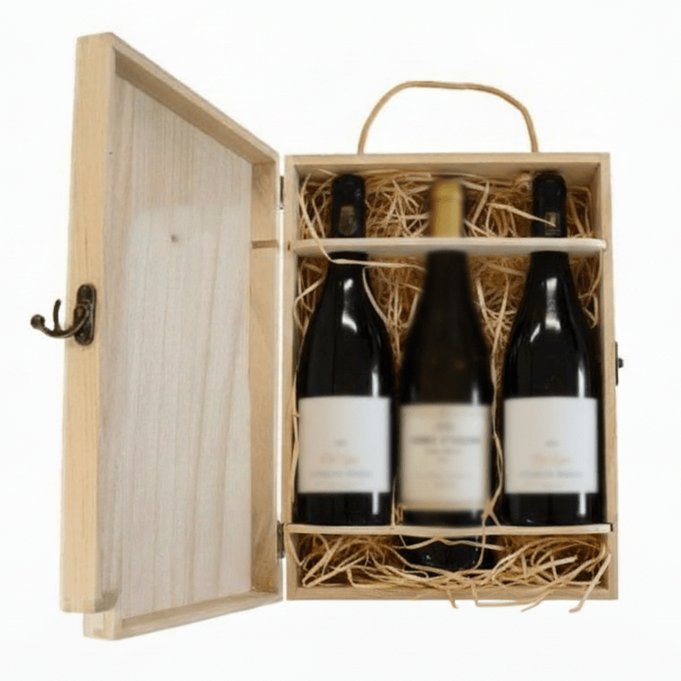 G&B Wooden Wine Gift Box - 3 bottle - Grape & Bean