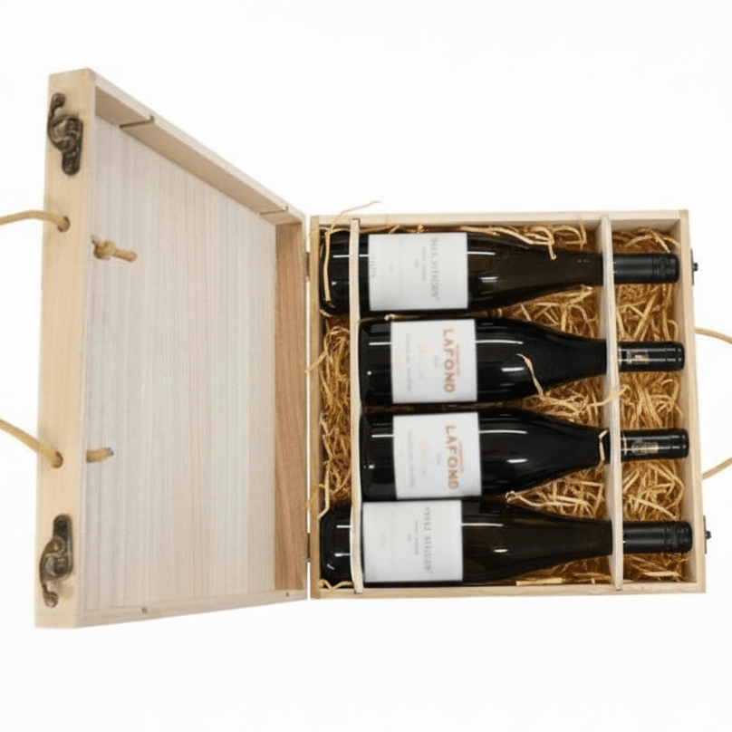 G&B Wooden Wine Gift Box - 4 Bottle - Grape & Bean