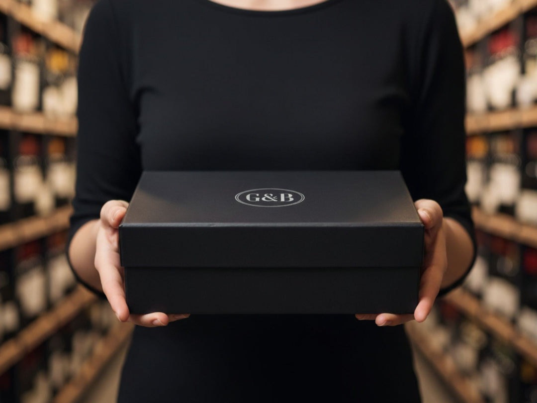 Gourmet Food Gift Box with Extra Virgin Olive Oil, Crackers and Fine White Wine - Grape & Bean