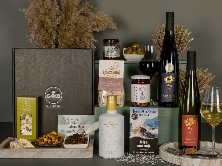 Gourmet Foodie Hamper with Fine Red & White Wine - Grape & Bean