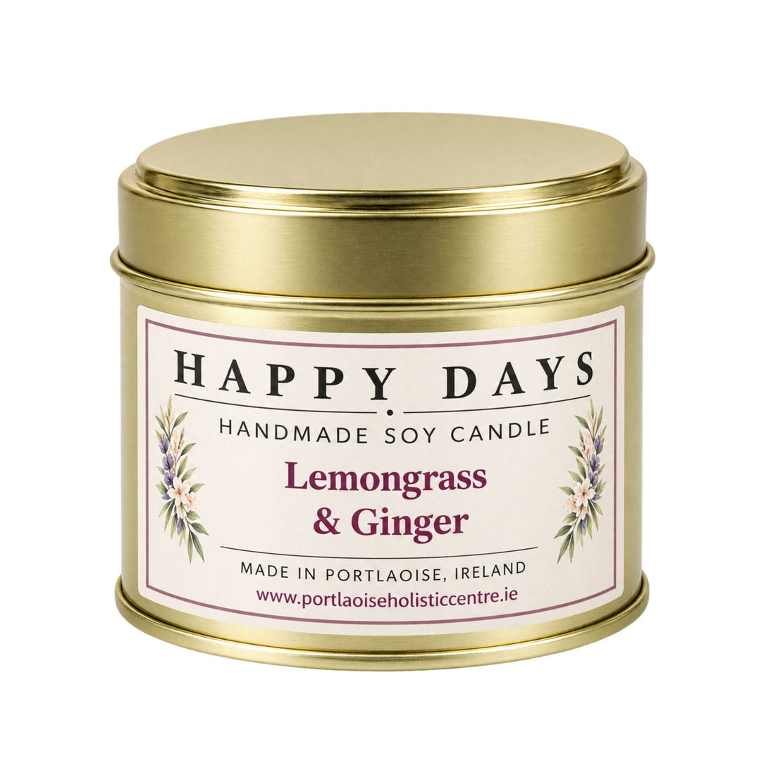 Happy Days Handmade Soy Candle - Lemongrass &amp; Ginger - Grape &amp; Bean