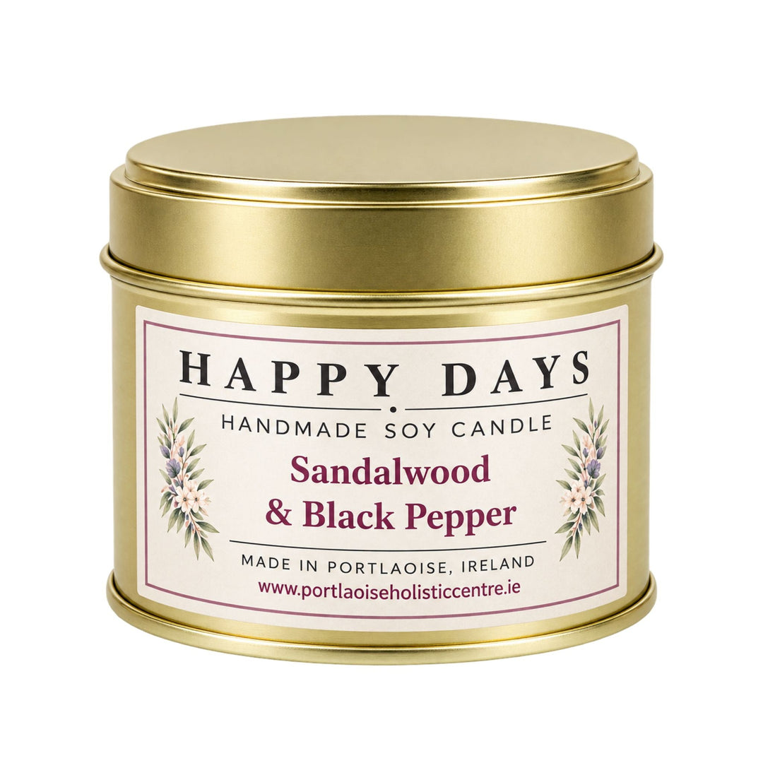 Happy Days Handmade Soy Candle - Sandalwood &amp; Black Pepper - Grape &amp; Bean