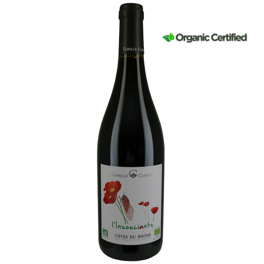 I'Insouciante Cotes Du Rhone, Organic Red Wine, France - Grape & Bean