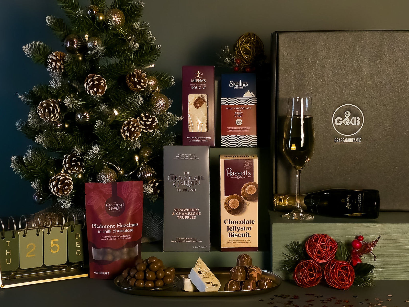 Irish Christmas Gift Box with Prosecco - Grape & Bean