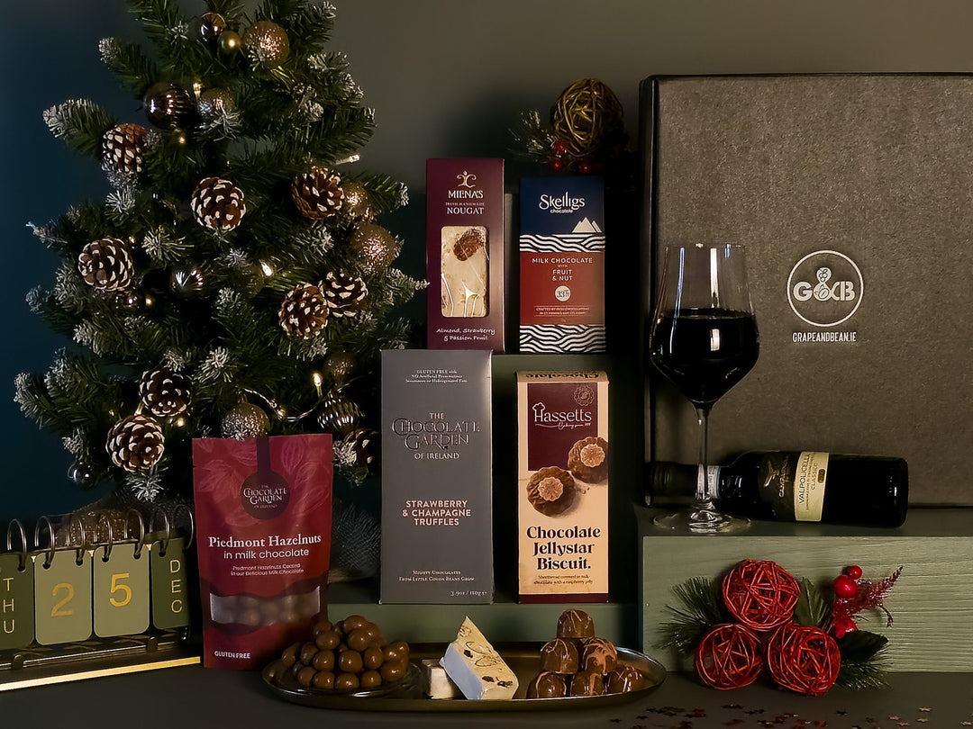 Irish Christmas Gift Box with Red Wine - Grape & Bean