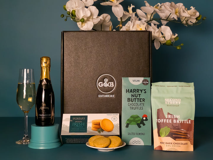 Luxury Irish Artisan Gift Box with Prosecco - Grape & Bean