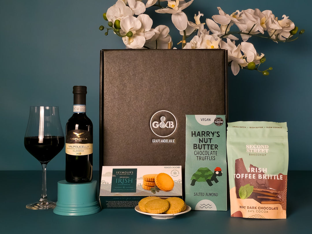 Luxury Irish Artisan Gift Box with Wine - Grape & Bean