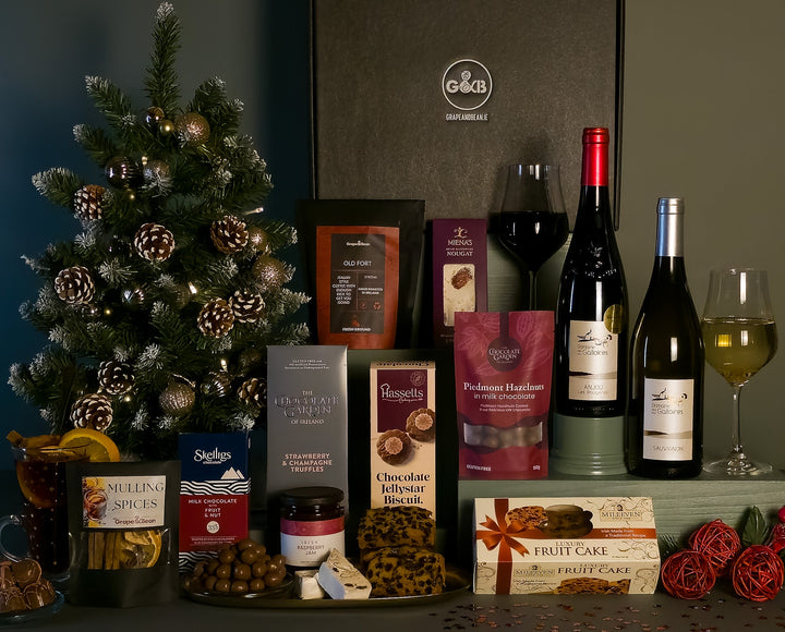 Luxury Irish Christmas Hamper with Red & White Wine - Grape & Bean