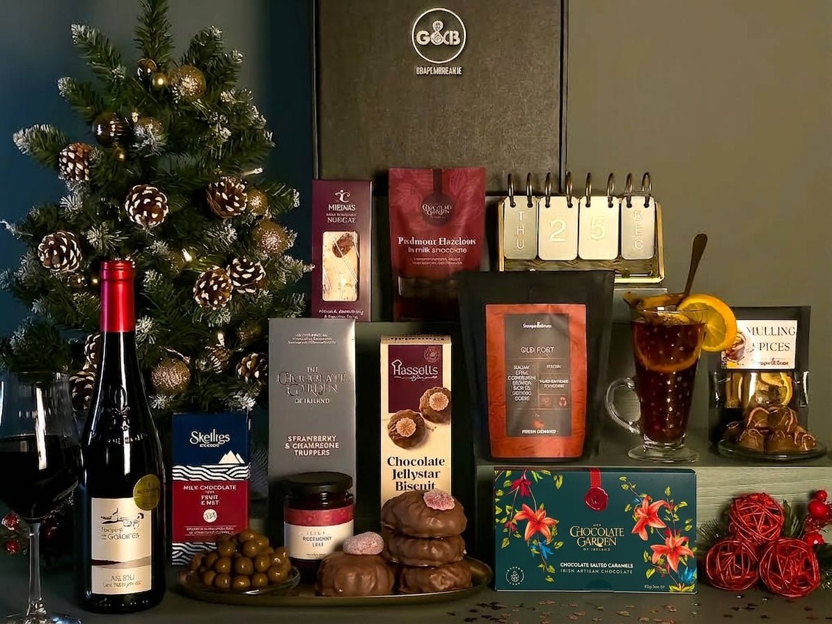 Luxury Irish Christmas Hamper with Red Wine - Grape & Bean