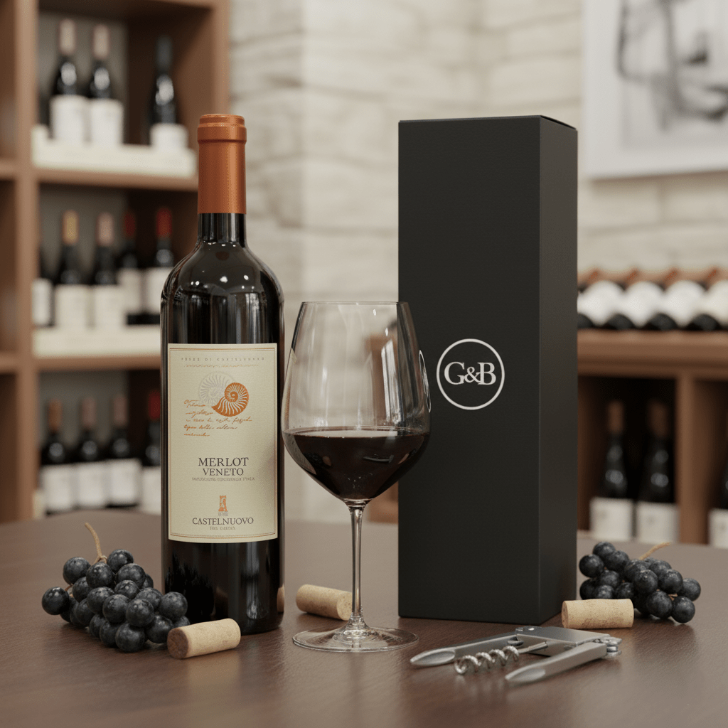 Merlot Red Wine in a Gift Box - Grape & Bean