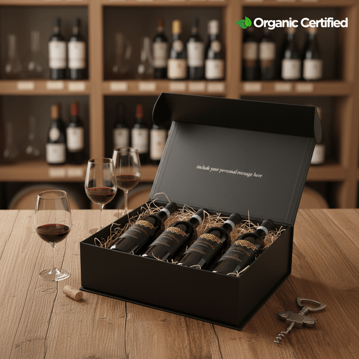 Montepulciano D'Abruzzo Organic 4 Bottle Gift Box - Grape & Bean