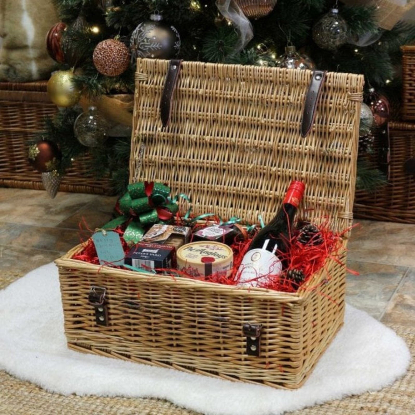 Natural Wicker Hamper Basket 20inch - Grape & Bean