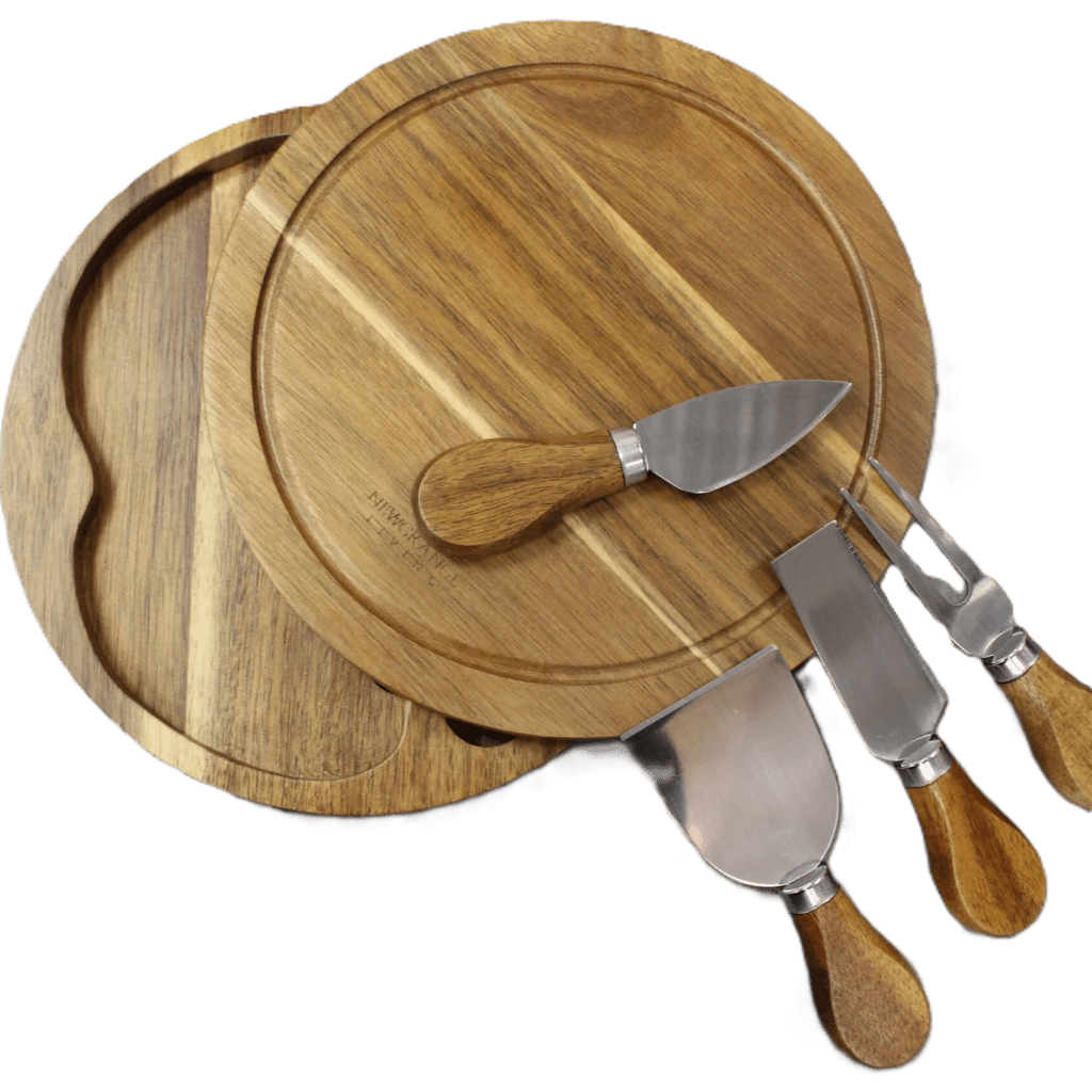 Newgrange Round Cheeseboard with Cheeseknives - Grape & Bean