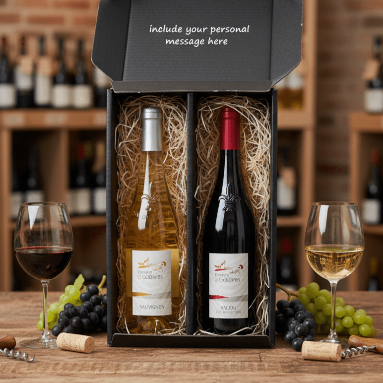 No Added Sulphite Red and White Wine Gift - 2 bottles - Grape & Bean