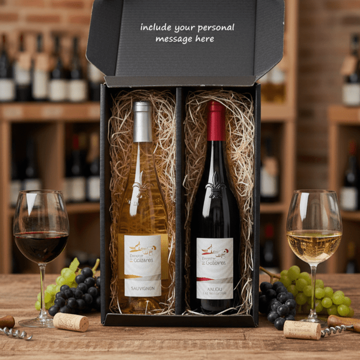 No Added Sulphite Red and White Wine Gift - 2 bottles - Grape & Bean