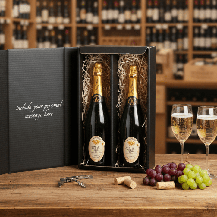 Organic Champagne 2 Bottle Gift Box - Grape & Bean
